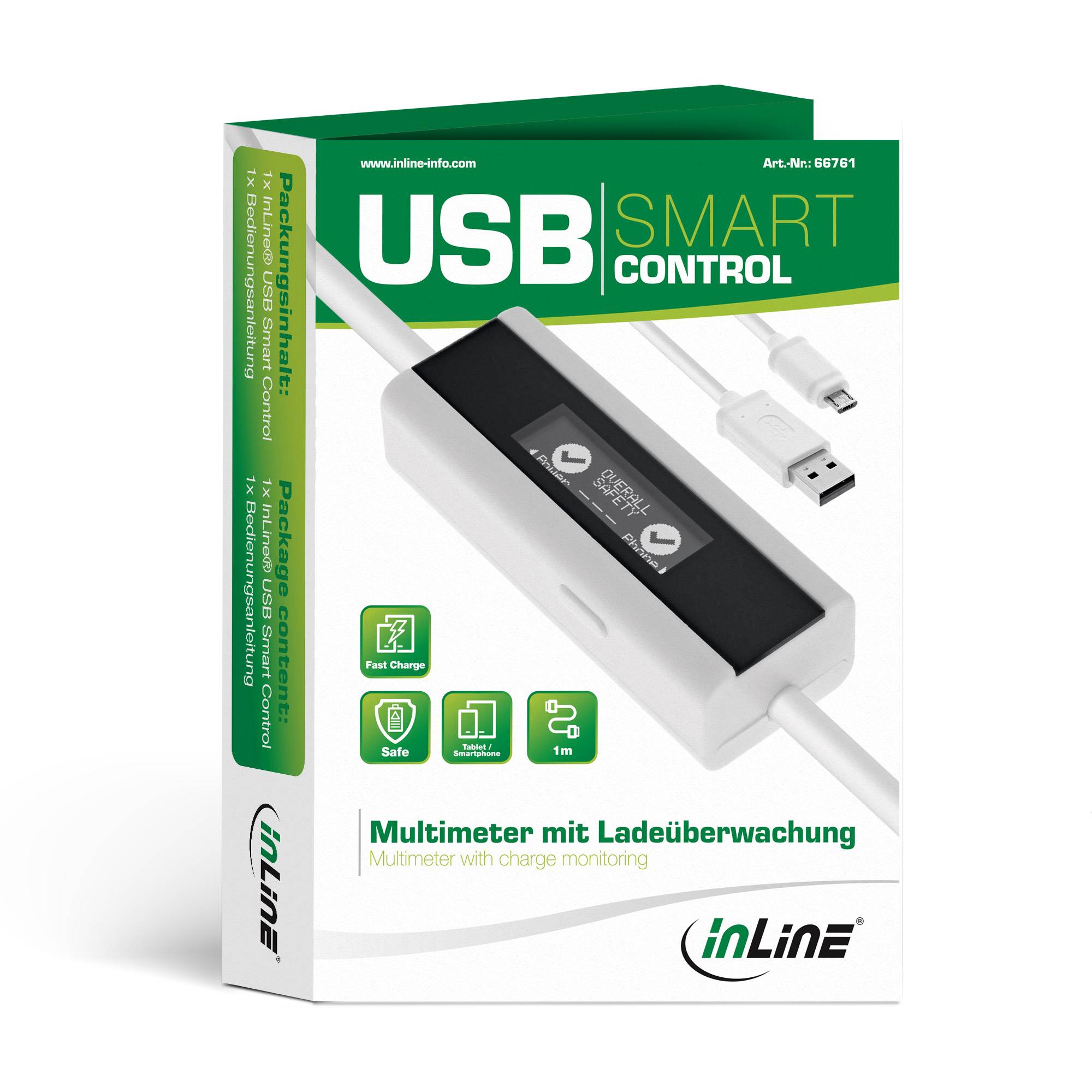 INLINE - USB Smart Control - Multimeter - Ladeüberwachung - USB A zu Micro-B Kabel