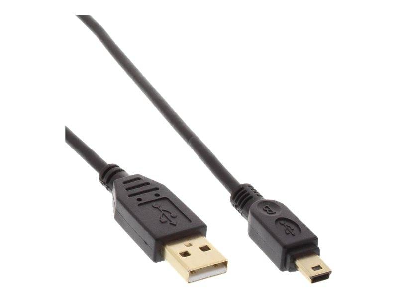 INLINE - USB 2.0 Mini-Kabel - USB A ST/Mini ST 5pol - schwarz - vergold. Kont. - 1,5m
