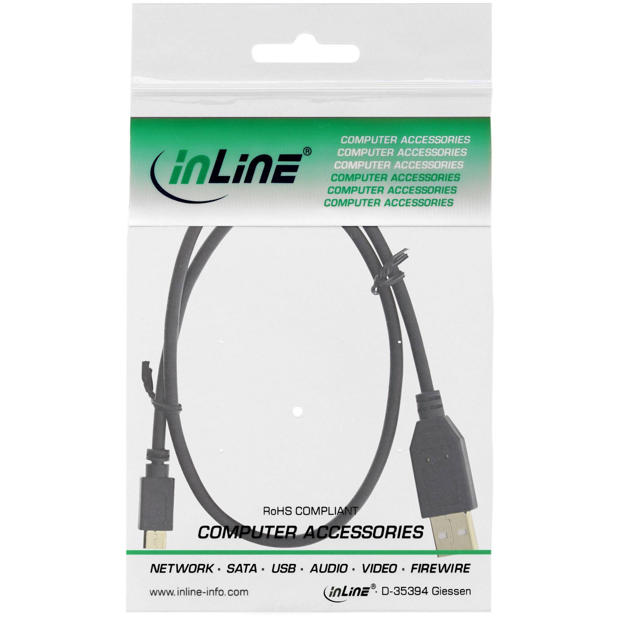 INLINE - Micro-USB 2.0 Kabel - USB-A ST an Micro-B ST - vergoldete Kontakte - 0,5m