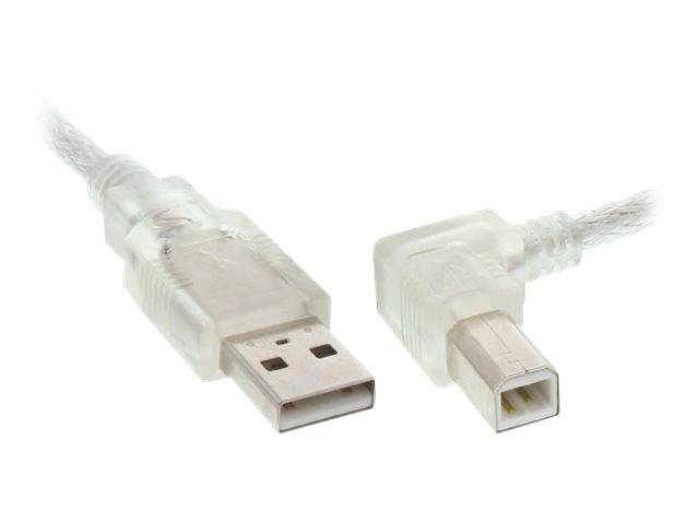 INLINE - USB 2.0 Kabel - A an B rechts abgewinkelt - transparent - 1m