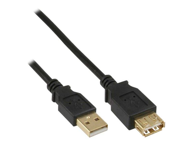 INLINE - USB 2.0 Verlängerung - ST / BU - Typ A - schwarz - Kontakte gold - 3m