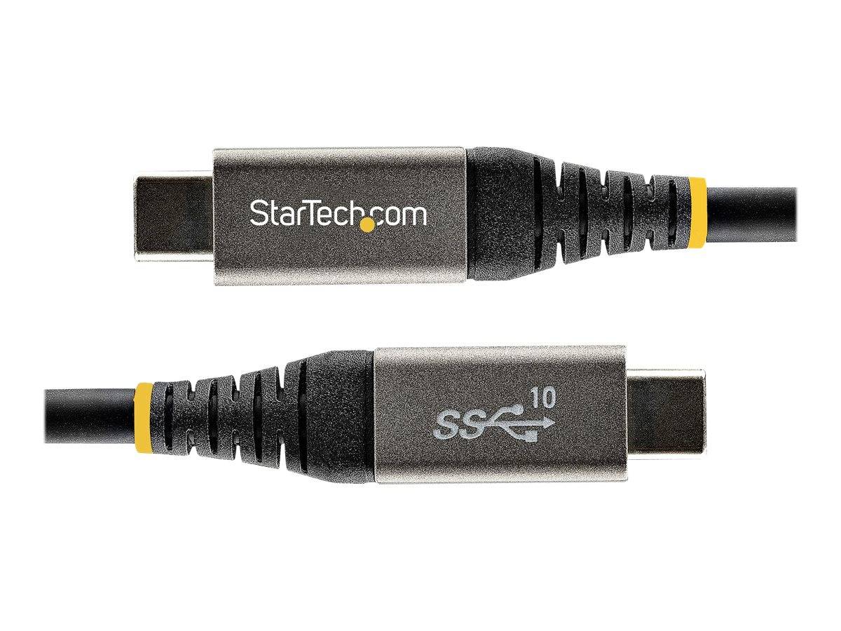 Zwei USB-C-Anschlüsse auf einem Kabel, einer mit der Bezeichnung „StarTech.com