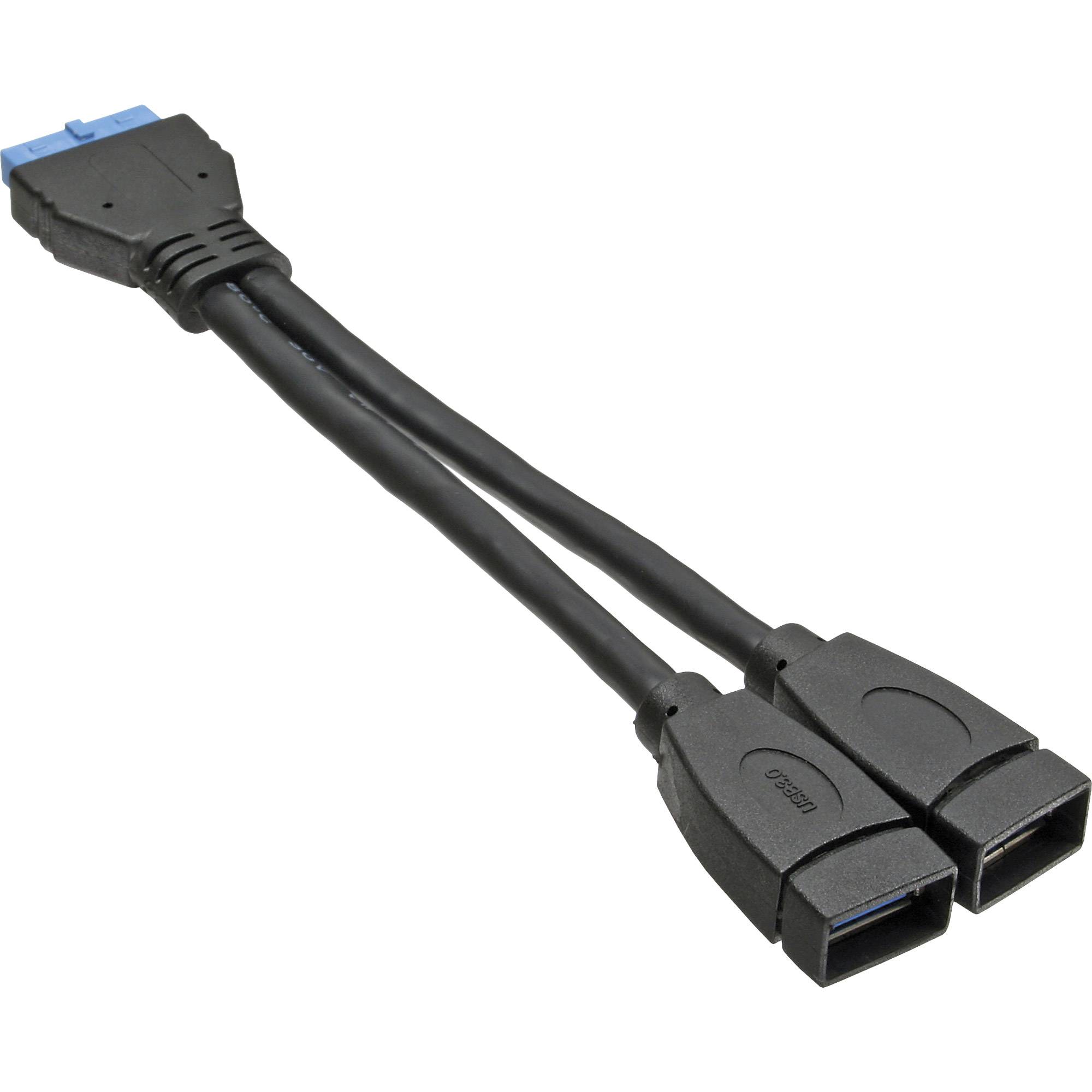 INLINE - USB 3.0 Adapterkabel - 2x Buchse A auf Pfostenanschluss 19polig - 0,15m