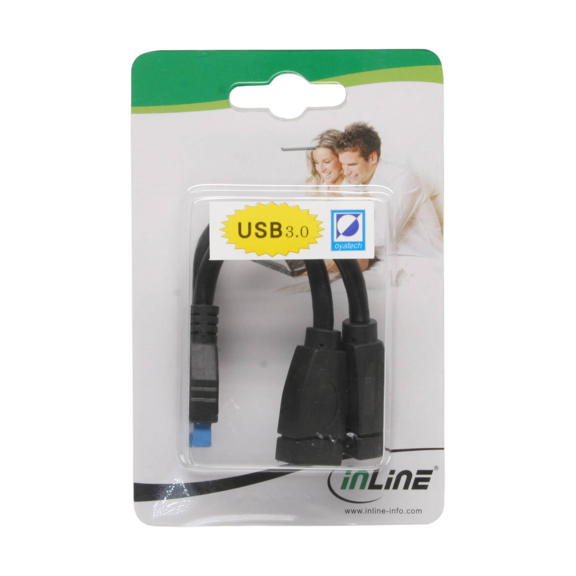 INLINE - USB 3.0 Adapterkabel - 2x Buchse A auf Pfostenanschluss 19polig - 0,15m
