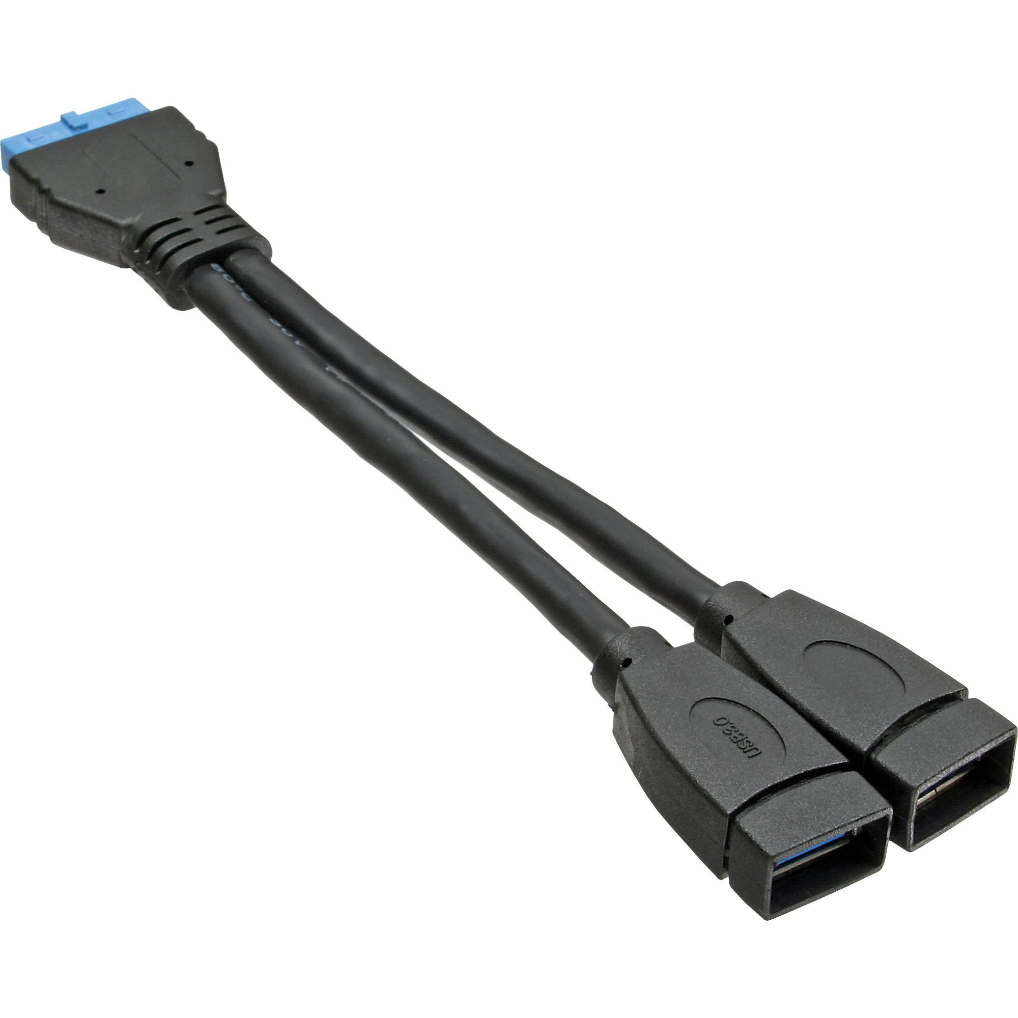 INLINE - USB 3.0 Adapterkabel - 2x Buchse A auf Pfostenanschluss 19polig - 0,15m