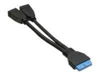 INLINE - USB 3.0 Adapterkabel - 2x Buchse A auf Pfostenanschluss 19polig - 0,15m