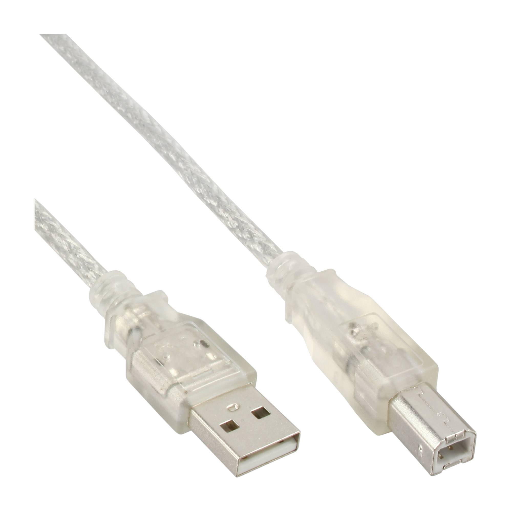 INLINE - USB 2.0 Kabel - A an B - transparent - 10m