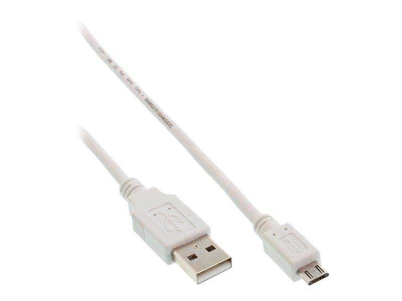 INLINE - Micro-USB 2.0 Kabel - USB-A Stecker an Micro-B Stecker - weiß - 1,5m