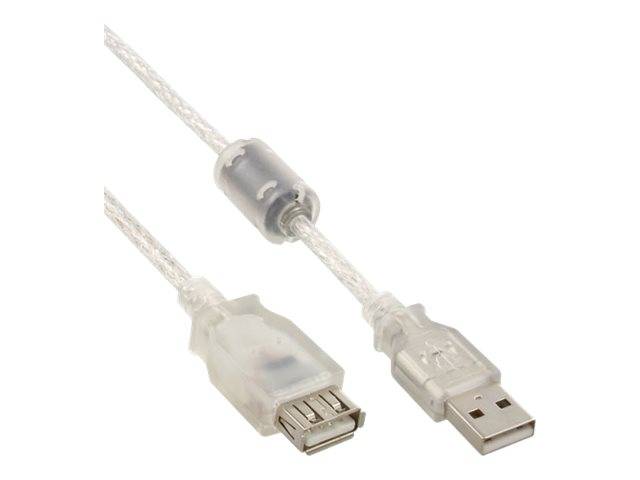 INLINE - USB 2.0 Verlängerung - St/Bu - Typ A - transparent - mit Ferritkern 1m