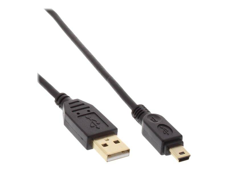 INLINE - USB 2.0 Mini-Kabel - USB A ST/Mini ST 5pol - schwarz - vergold. Kont. - 1m