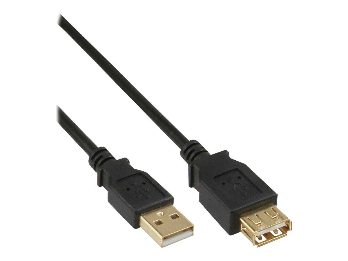 INLINE - USB 2.0 Verlängerung - ST / BU - Typ A - schwarz - Kontakte gold - 10m
