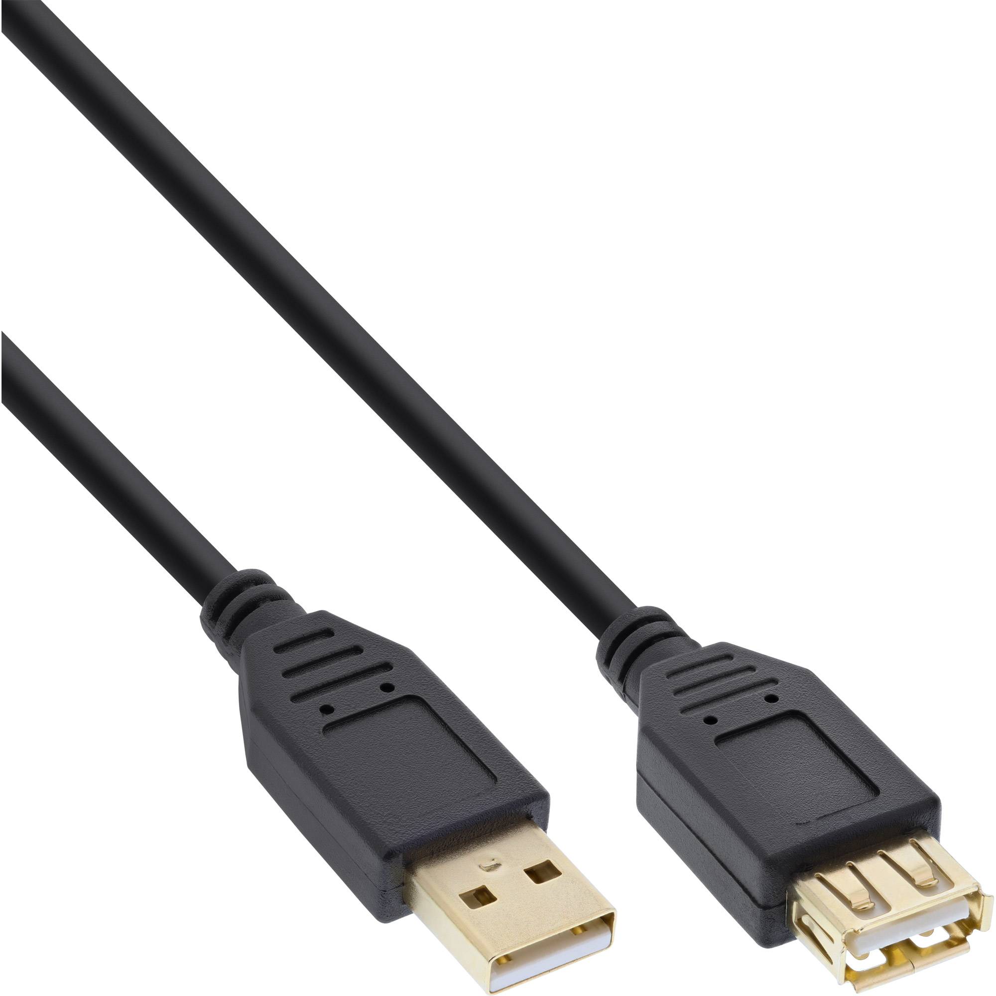 INLINE - USB 2.0 Verlängerung - ST / BU - Typ A - schwarz - Kontakte gold - 3m