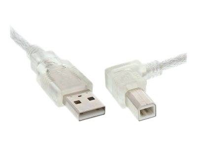 INLINE - USB 2.0 Kabel - A an B rechts abgewinkelt - transparent - 0,5m