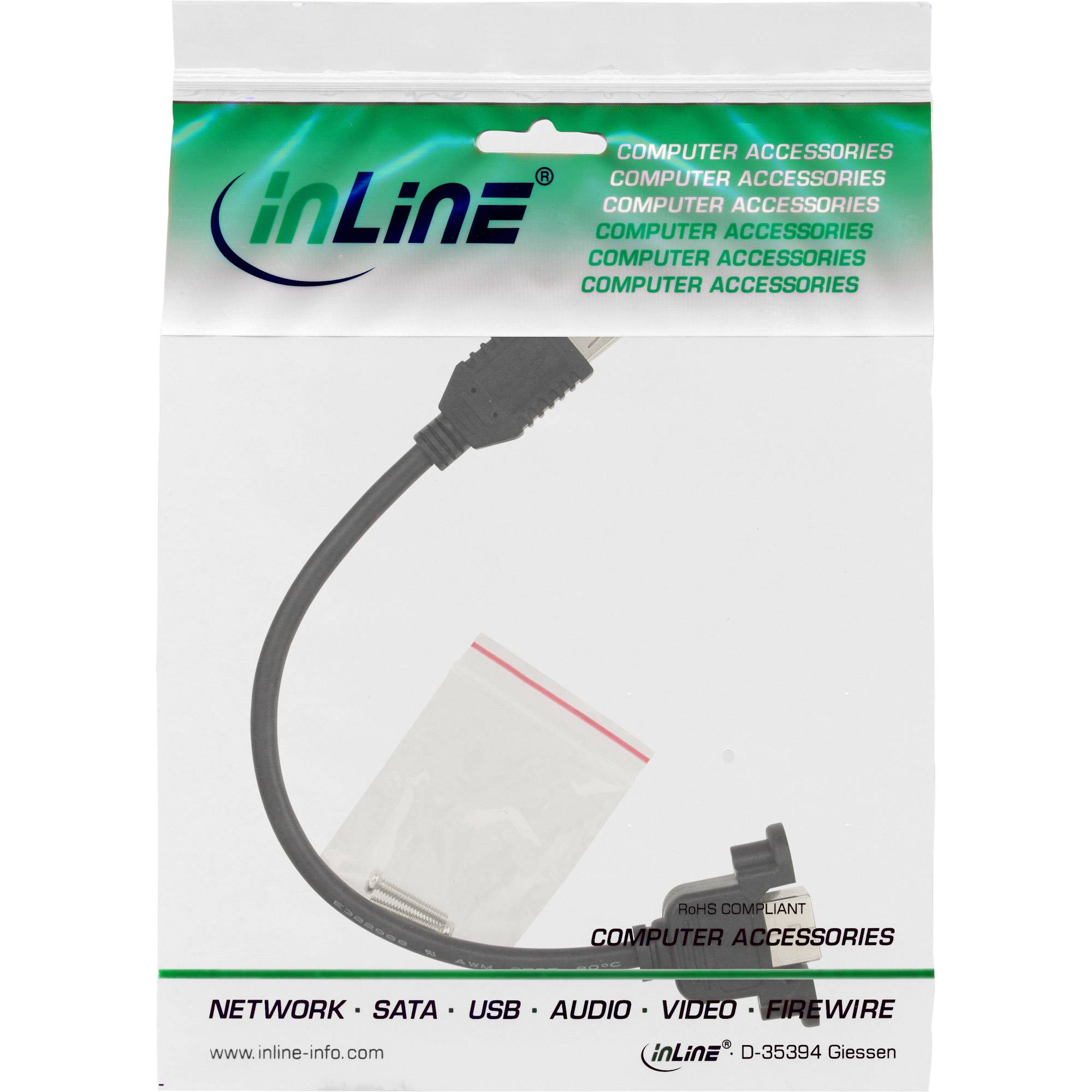 INLINE - USB 2.0 Adapterkabel - Buchse A auf Einbaubuchse B - 0,2m