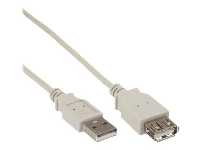 INLINE - USB 2.0 Verlängerung - Stecker / Buchse - Typ A - beige - 1,8m - bulk