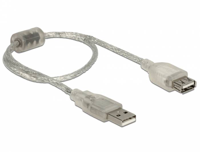 DeLOCK 82244, 0,3 m, USB A, USB A, USB 2.0, 480 Mbit/s, Transparent
