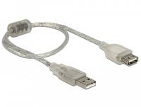DeLOCK 82244, 0,3 m, USB A, USB A, USB 2.0, 480 Mbit/s, Transparent