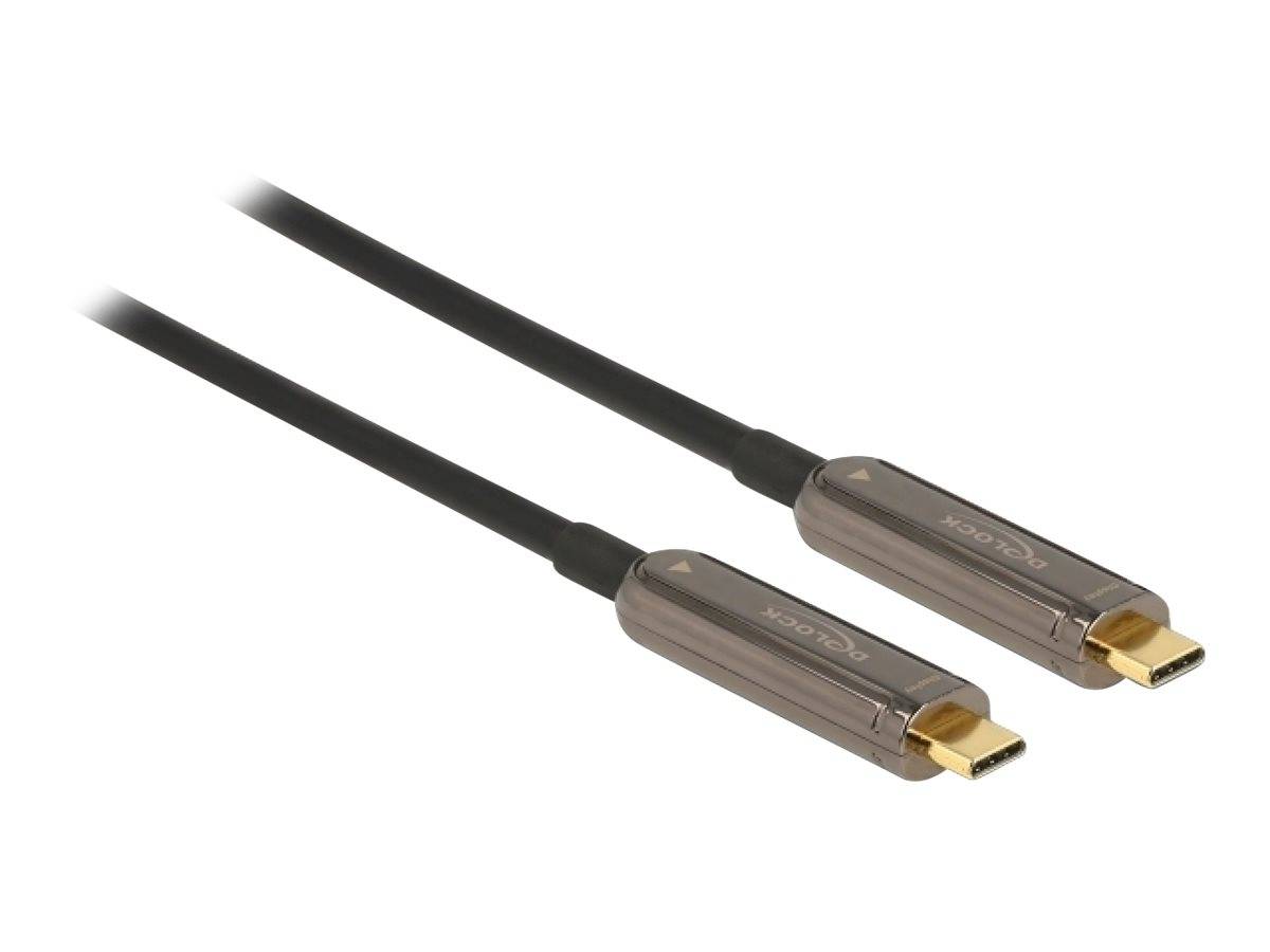 Delock - Video- / Audiokabel - USB-C männlich bis USB-C männlich - 15 m - Glasfaser - Schwarz - Active Optical Cable (AOC)
