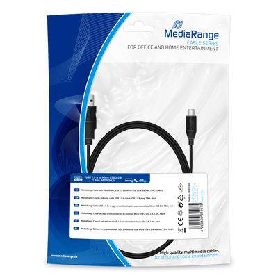 MediaRange MRCS184, 1,8 m, USB A, Micro-USB B, USB 2.0, Schwarz