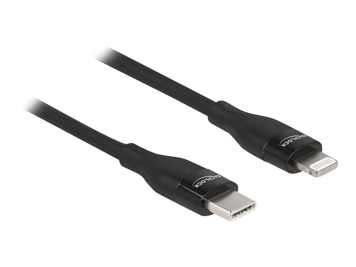 Delock - Lightning-Kabel - USB-C männlich bis Lightning männlich - 50 cm - Schwarz - unterstützt Stromversorgung - für Apple iPad/iPhone/iPod (Lig