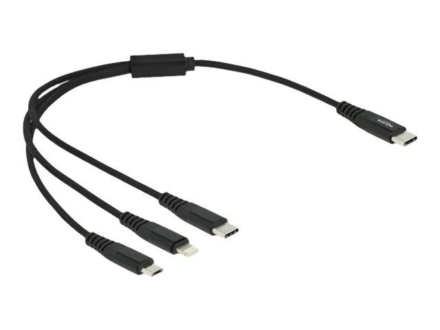 Delock 3 in 1 - Kabel nur zum Laden - 24 pin USB-C männlich zu Micro-USB Typ B, Lightning, 24 pin USB-C männlich