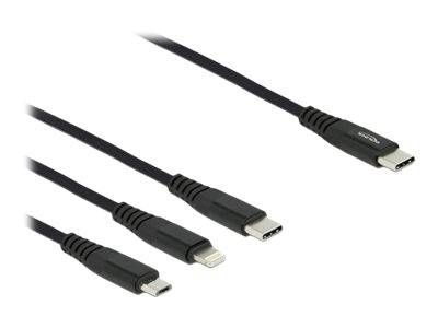 Delock 3 in 1 - Kabel nur zum Laden - 24 pin USB-C männlich zu Micro-USB Typ B, Lightning, 24 pin USB-C männlich