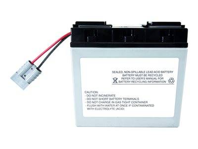 Versiegelte Blei-Säure-Batterie mit angebrachtem Stecker und Warnkennzeichen zu Recycling und Säuregefahren.