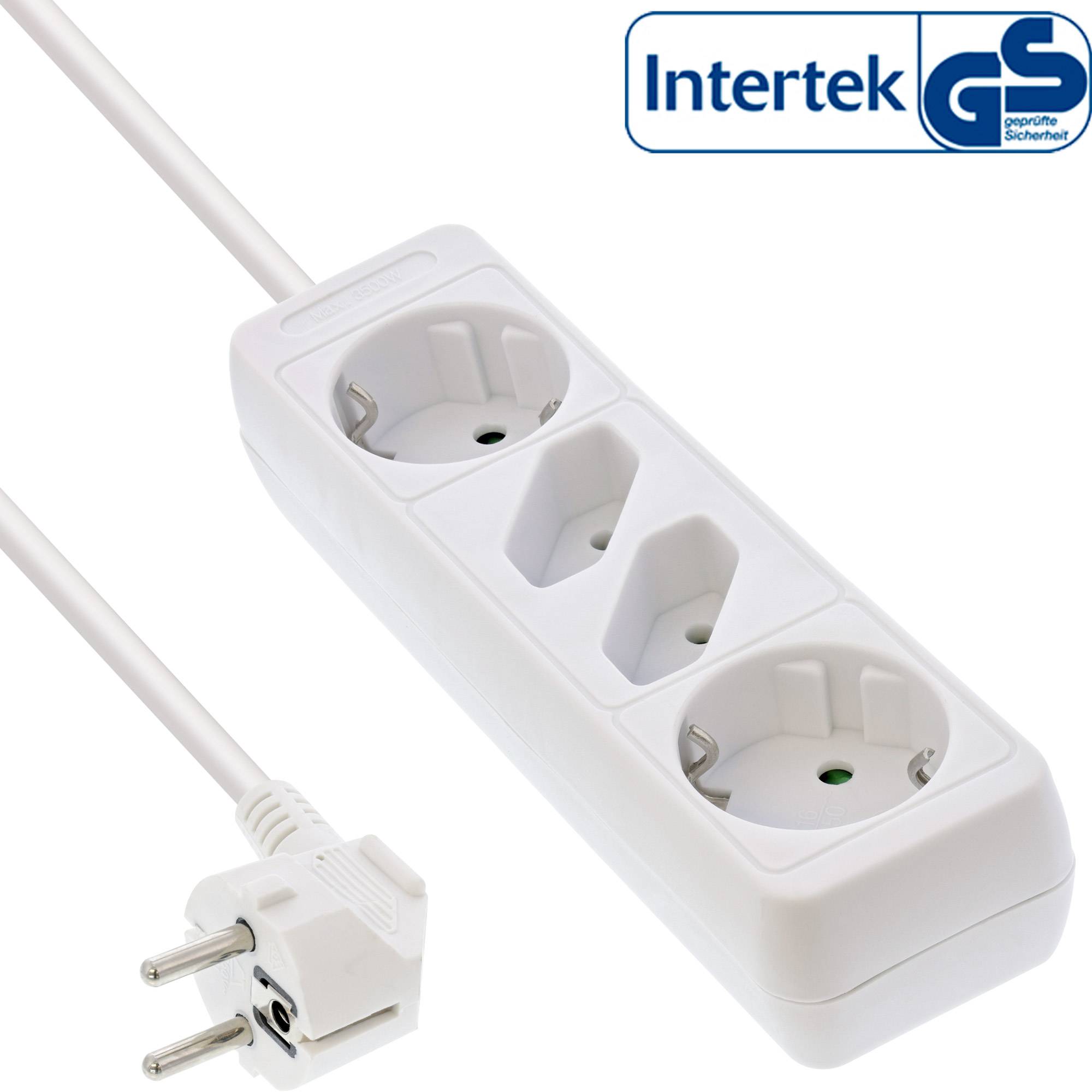 INLINE - Steckdosenleiste - 4-fach - 2x Schutzkontakt + 2x Euro - weiß - 5m