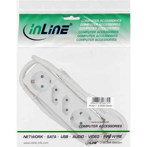 INLINE - Steckdosenleiste - 4-fach - 2x Schutzkontakt + 2x Euro - weiß - 1,5m
