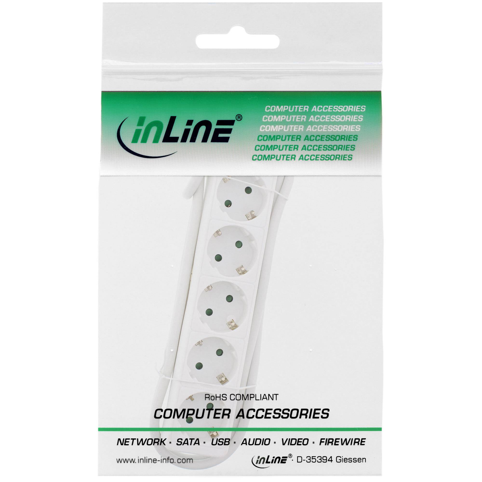 INLINE - Steckdosenleiste - 5-fach Schutzkontakt - weiß - 1,5m