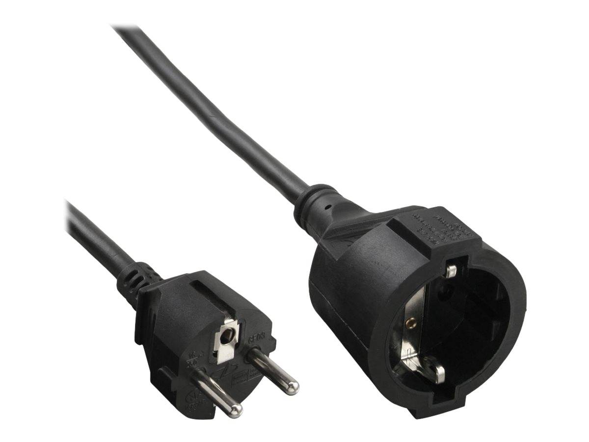 INLINE - Schutzkontakt-Verlängerung ST / BU - schwarz - 3m