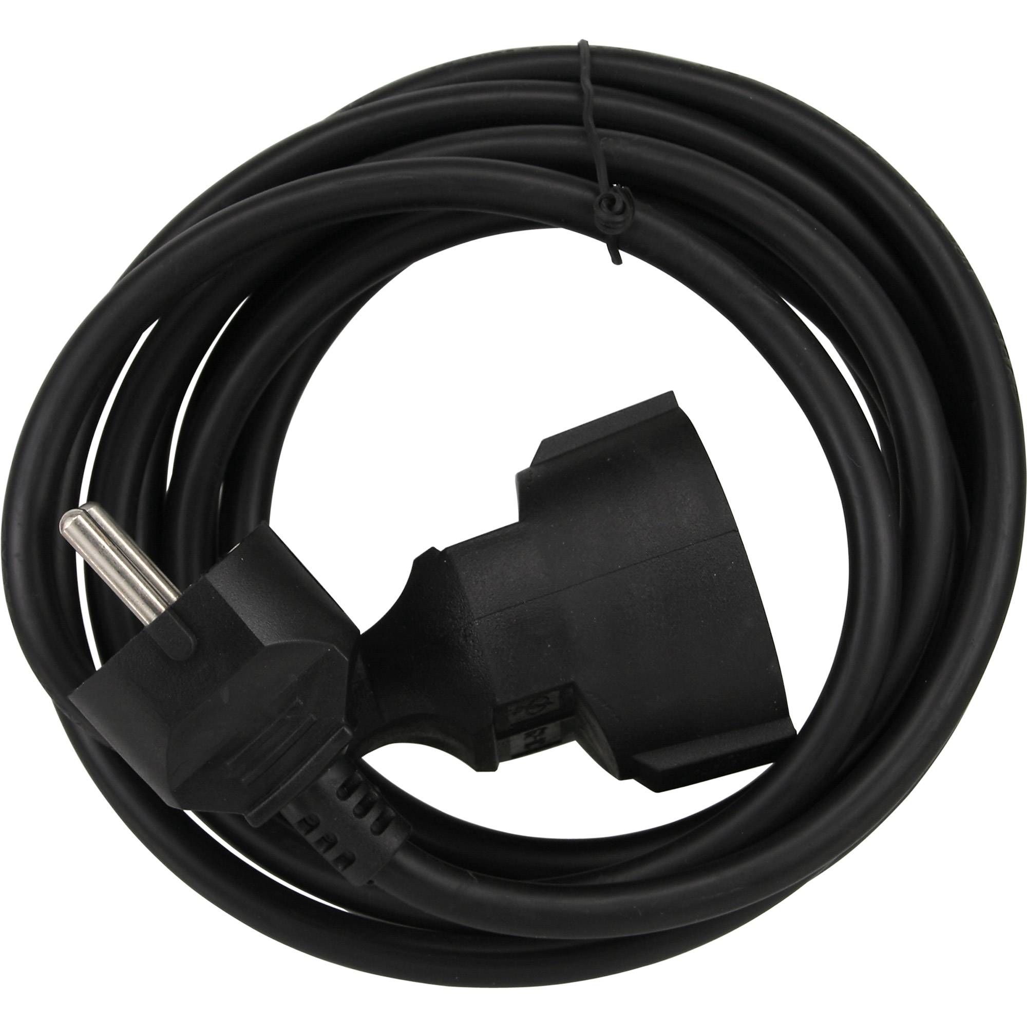 INLINE - Schutzkontakt-Verlängerung ST / BU - schwarz - 3m