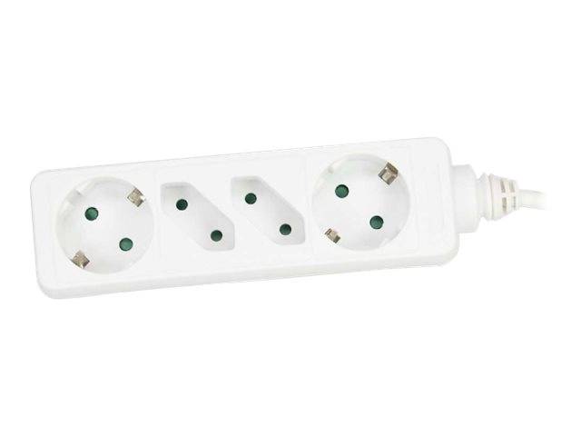 INLINE - Steckdosenleiste - 4-fach - 2x Schutzkontakt + 2x Euro - weiß - 5m