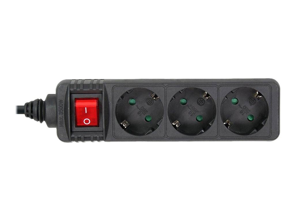 INLINE - Steckdosenleiste - 3-fach Schutzkontakt - mit Schalter - schwarz - 5m