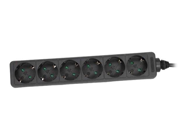 INLINE - Steckdosenleiste - 6-fach Schutzkontakt - schwarz - 3m