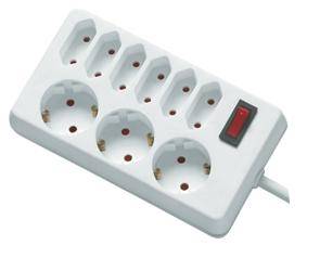 REV RITTER - REV socket line, 9-fold, 1,4m, 1,4 m, 250 V, Weiß, 190 x 40 x 98 mm