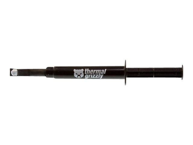 Schwarze Wärmepaste-Spritze von Thermal Grizzly auf weißem Hintergrund.