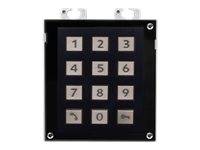 Schwarzes Tastaturfeld mit 12 Tasten: Zahlen 1 bis 9 und 0, plus zwei Funktionstasten mit Pfeilst-symbolen.