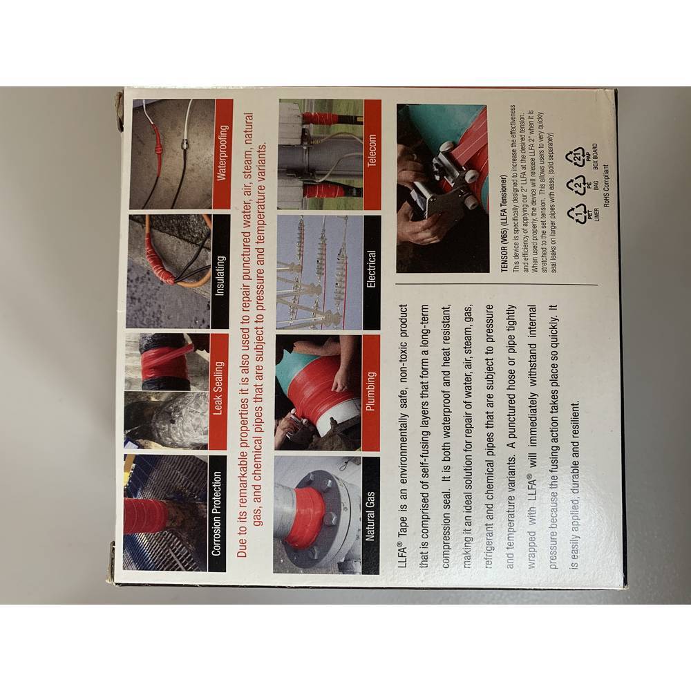 GTG LLFA Tape Selbstklebendes Silikonband, Rot, 10,9m x 50,8mm x 1mm