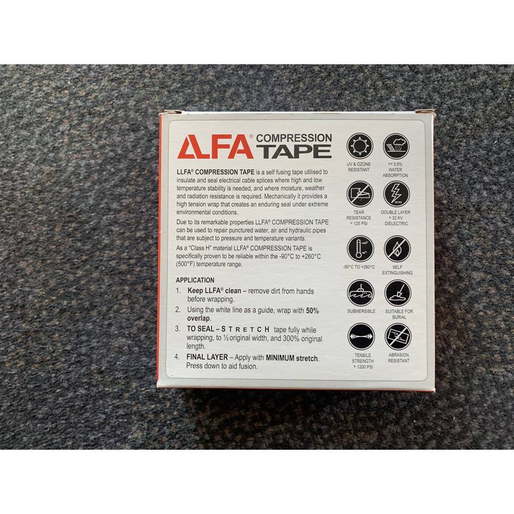 GTG LLFA Tape selbstbindendes Silikon-Kompressionsband, 25,4mm x 10,91m x 1mm