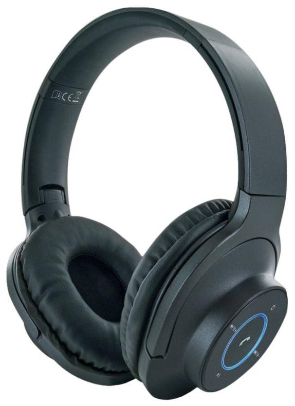 Schwarze kabellose Over-Ear-Kopfhörer mit gepolsterten Ohrmuscheln und Touch-Steuerung auf der Außenseite.