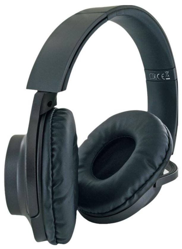 Schwarze Over-Ear-Kopfhörer mit gepolsterten Ohrmuscheln und einem verstellbaren Kopfbügel.