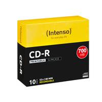 Intenso CD-R Spindelbox, bedruckbare Slim Case, 700 MB Discs, 10er Pack, mit Beschriftung „80 min Aufnahmezeit