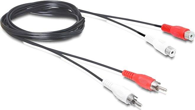 A/V-Kabel, 2 Cinch St/2 Cinch Bu, 2,5m, schwarz, Bulk