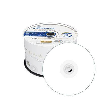MediaRange Rohling CD-R Spindel-Paket mit einer losen weißen beschreibbaren Disc, die vorne gezeigt wird.