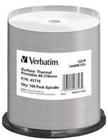 Verbatim - 100 x CD-R - 700 MB 52x - breite bedruckbare Oberfläche, bedruckbare Fläche für Thermo-Retransfer