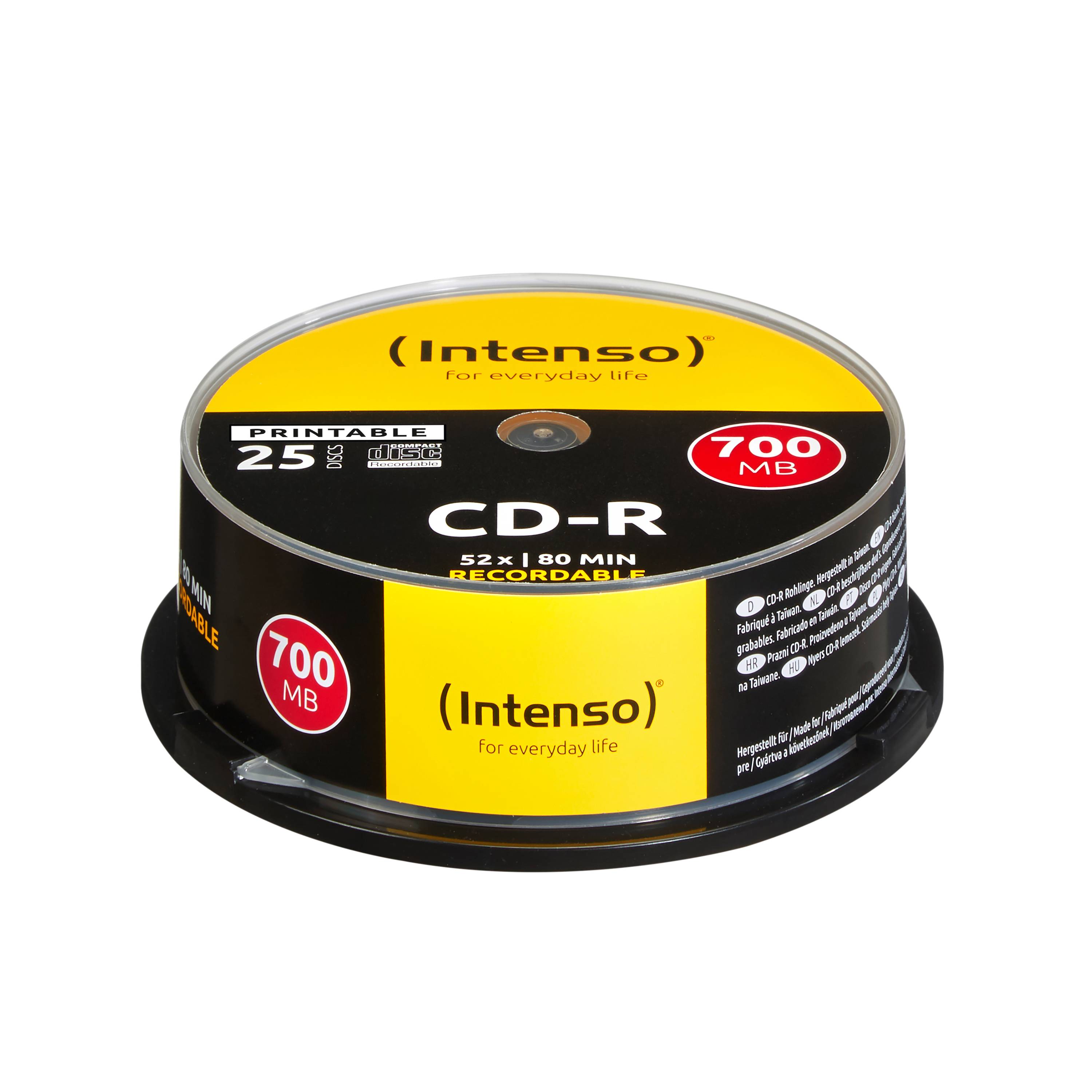 Intenso - 25 x CD-R - 700 MB (80 Min) 52x - mit Tintenstrahldrucker bedruckbare Oberfläche