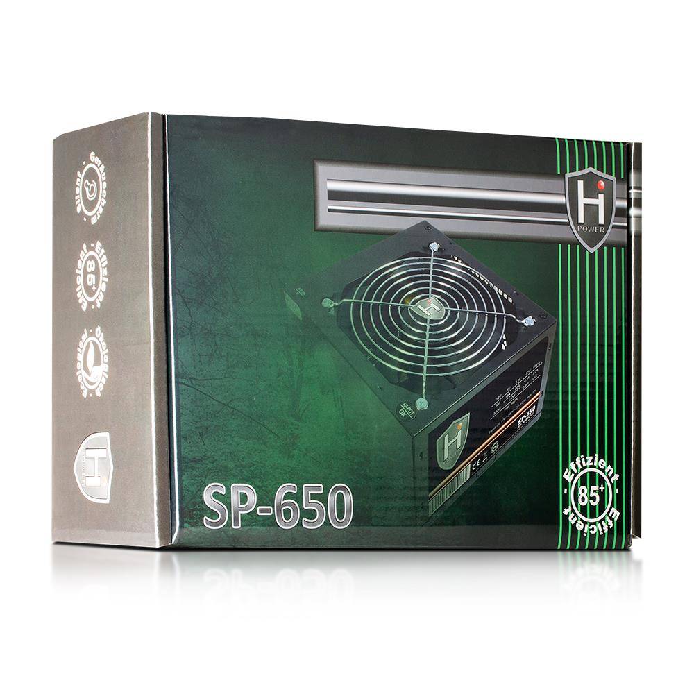 Intertech HiPower SP-650 PC Netzteil ATX, 650 Watt, 20x4 pin, PCIe 8 Pin, 4x S-ATA...