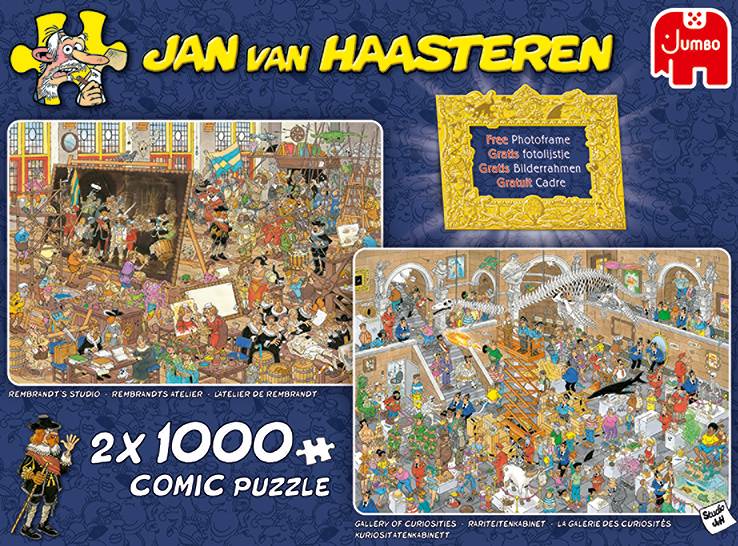 Jan van Haasteren Ein Ausflug ins Museum + Bilderrahmen 2x1000 Teile