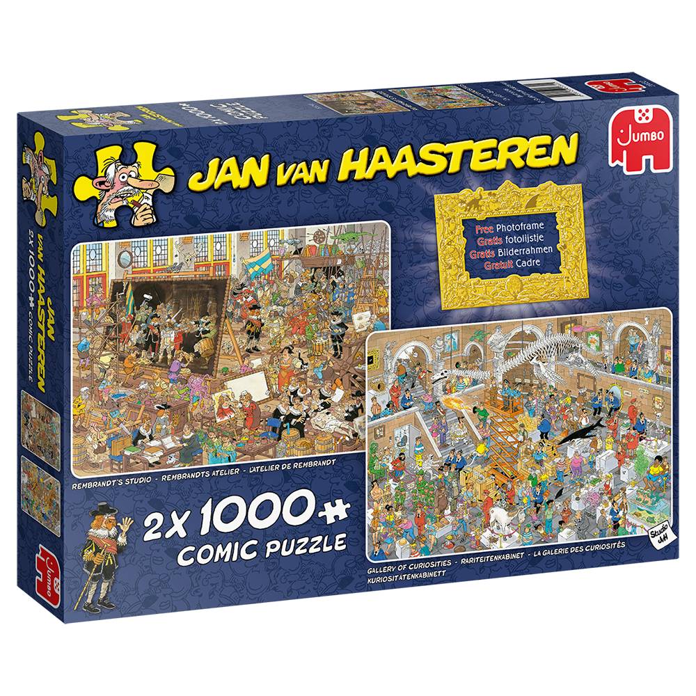 JUMBO 20032 Jan van Haasteren Ein Ausflug ins Museum + Gratis Bilderrahmen 2x1000 Teile Puzzle